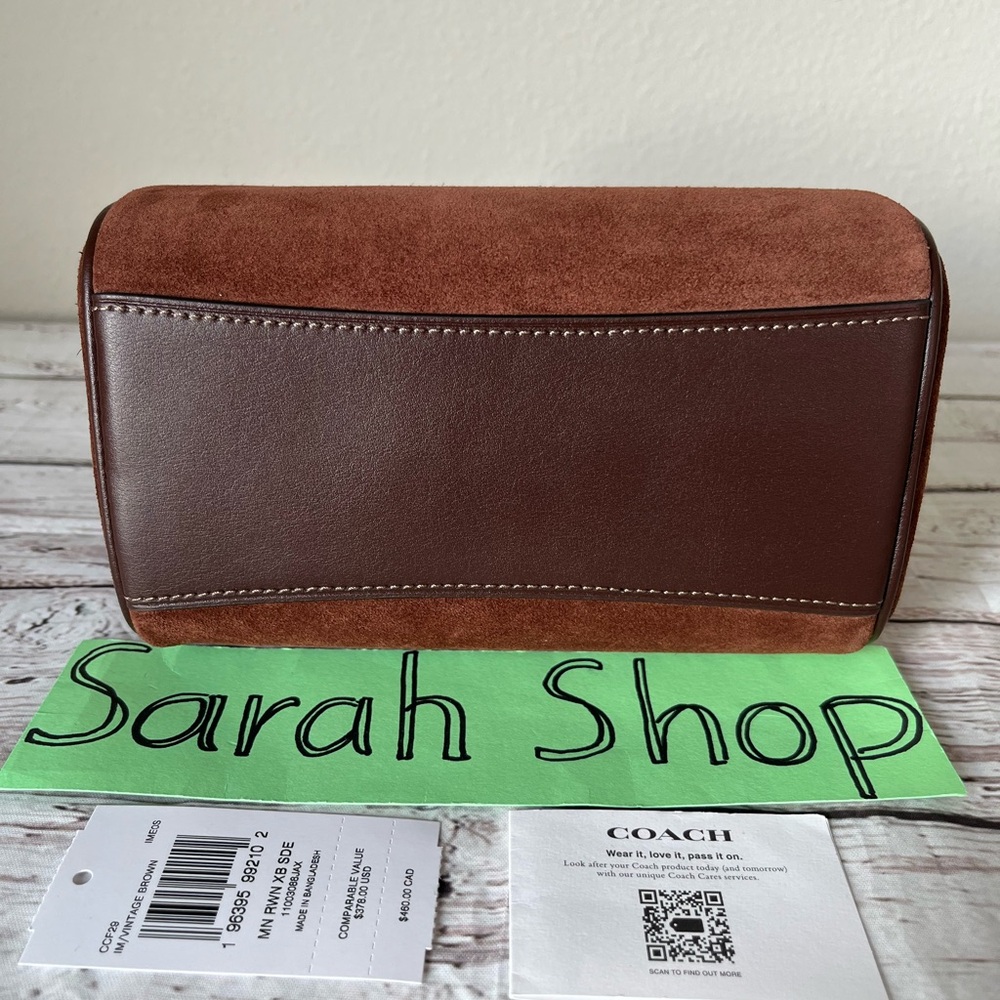 Coach Brown Suede Crossbody with Dark Brown Leather Trim and Gold Hardware - Picture 7 of 14